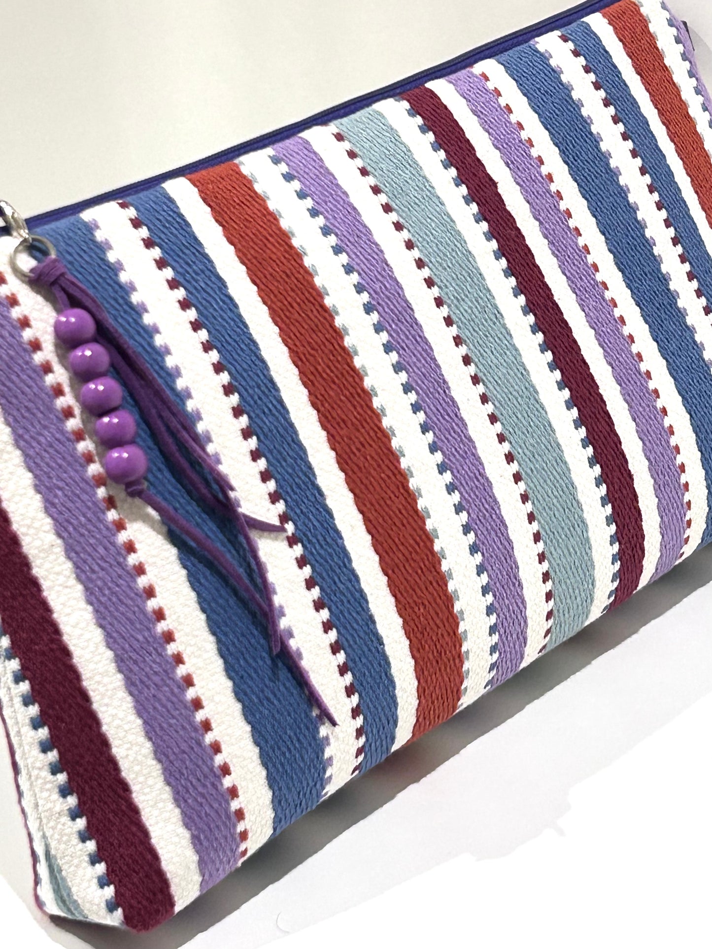 Bolso de Mano Grande VEGA (Rayas Azul/Morado)