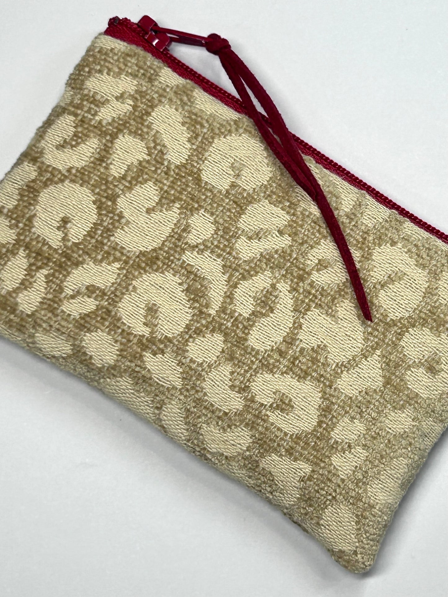 Monedero / Tarjetero ANIMAL PRINT Beige / Rojo