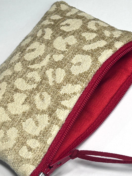 Monedero / Tarjetero ANIMAL PRINT Beige / Rojo